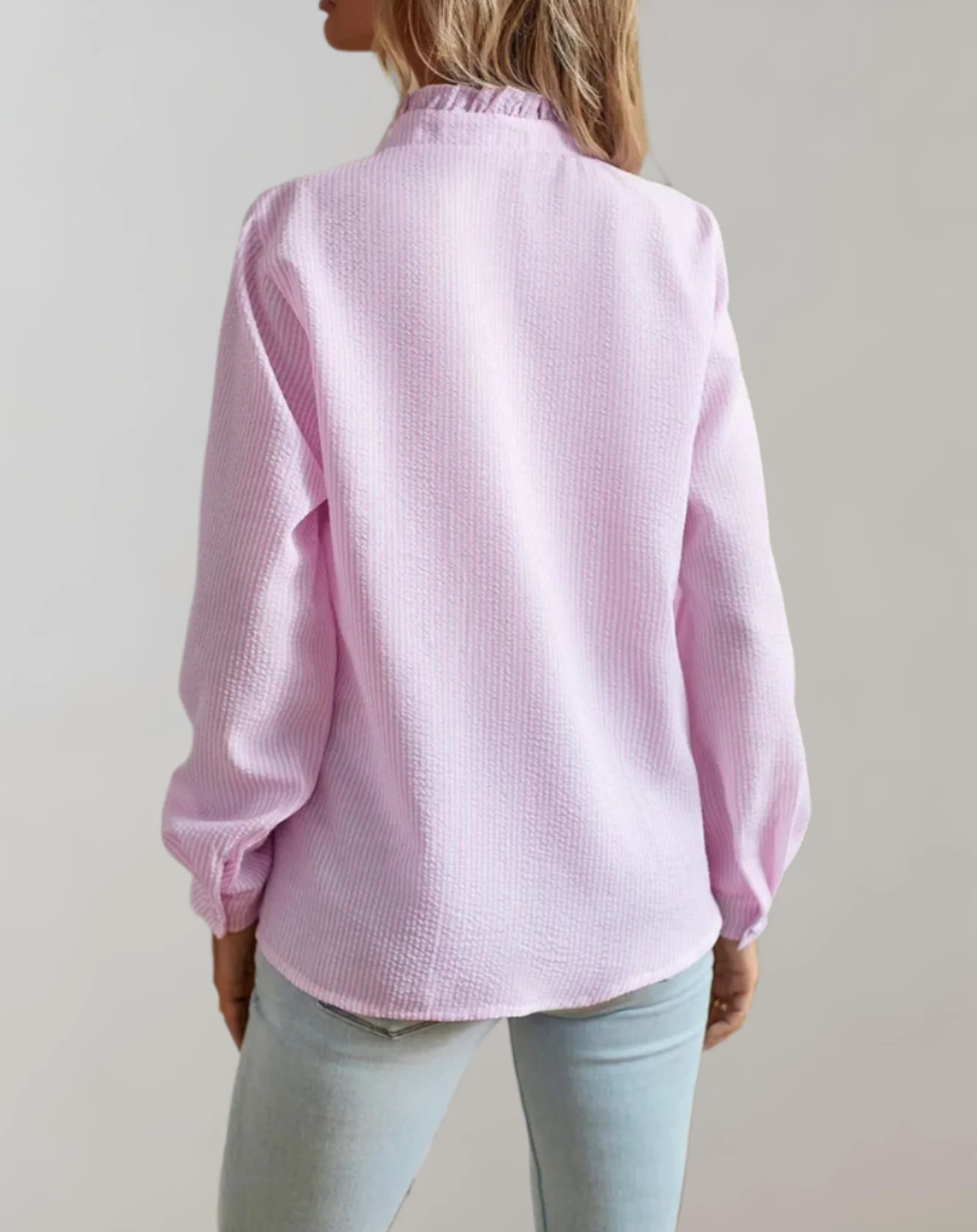 Abelia® | Loose-Fitting Top With Ruffles, Stand-Up Collar, Button Closure And Long Sleeves - Image 3
