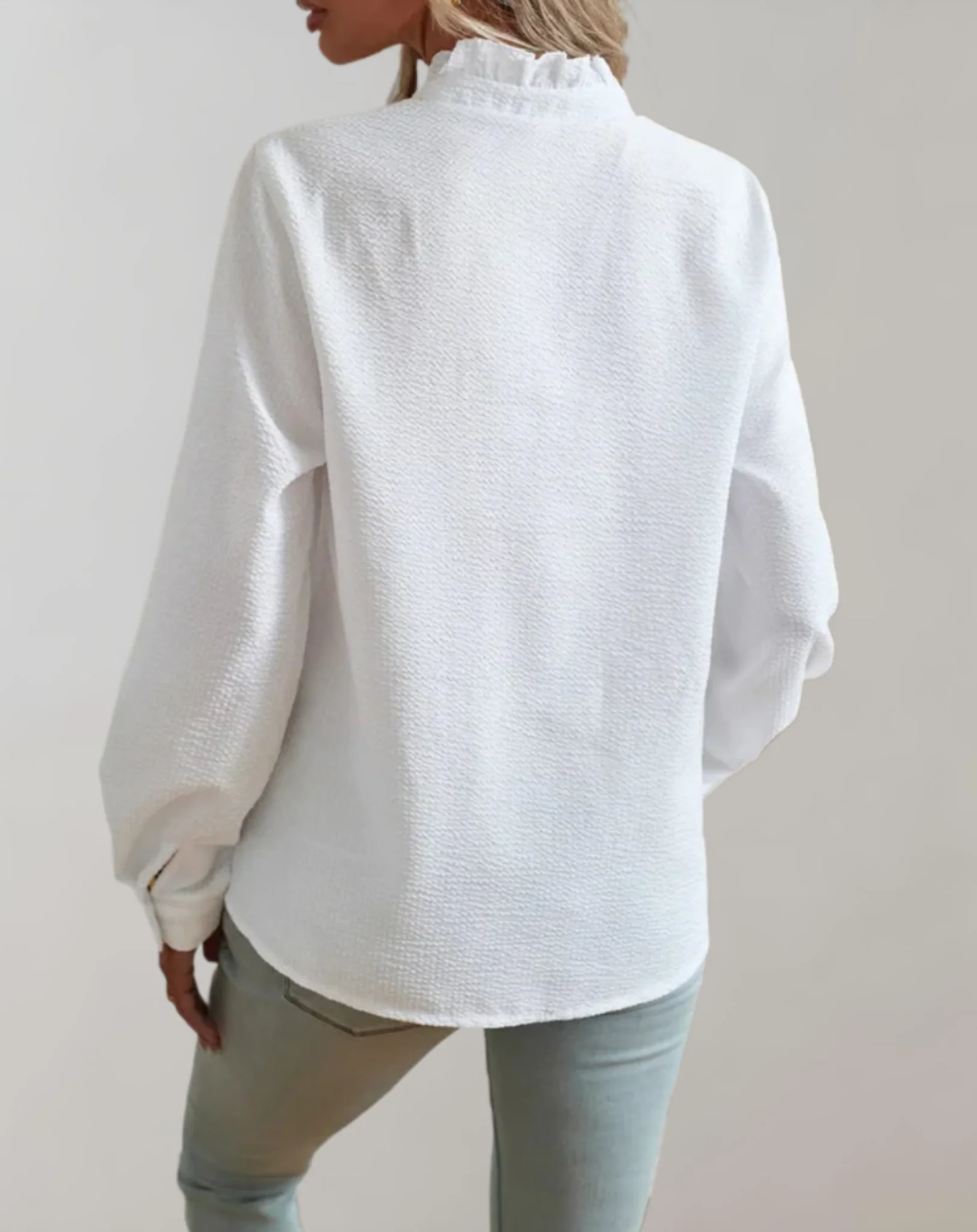 Abelia® | Loose-Fitting Top With Ruffles, Stand-Up Collar, Button Closure And Long Sleeves - Image 9