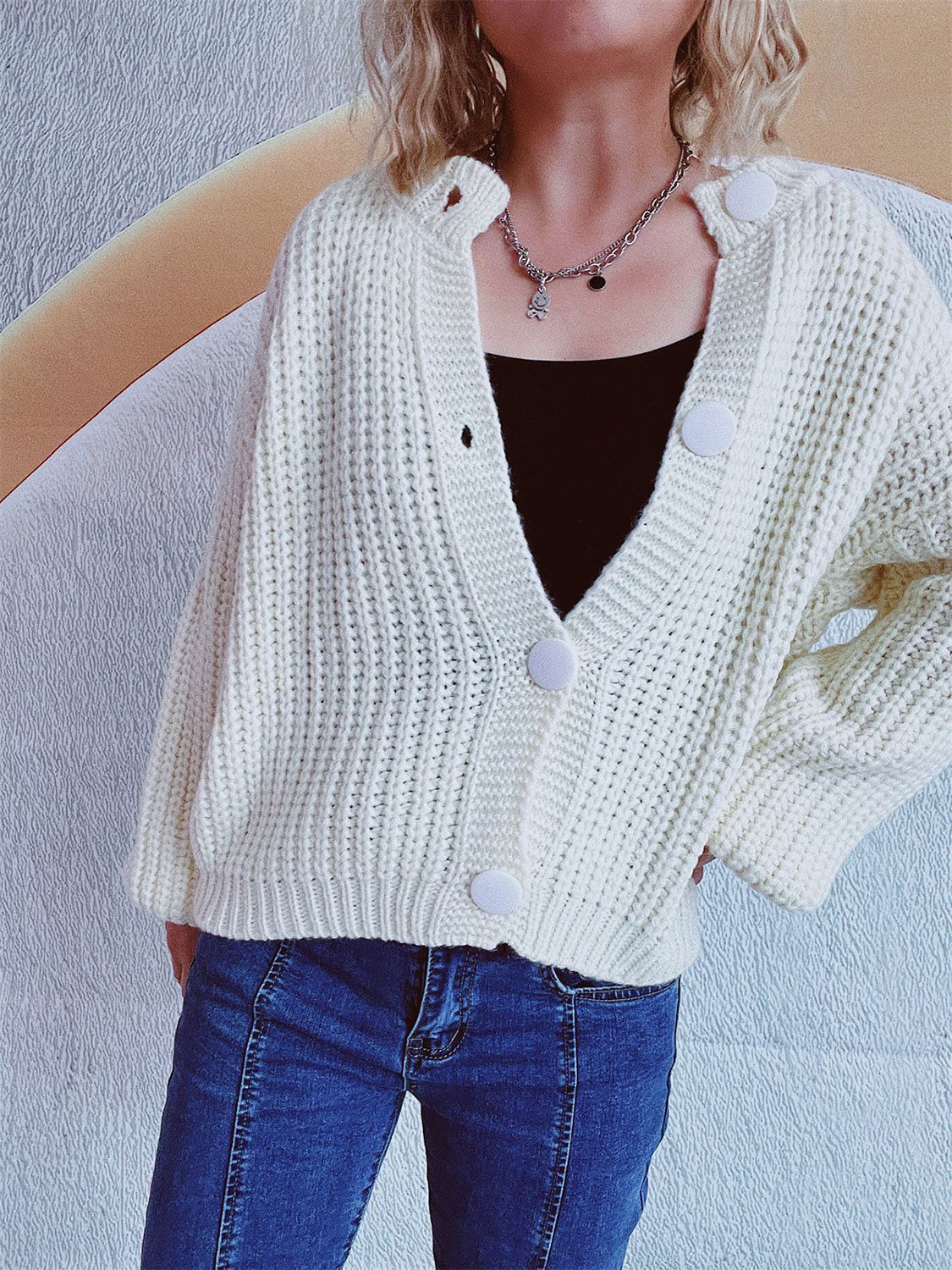 Adelheid | Long sleeve cardigan with buttons - Image 3