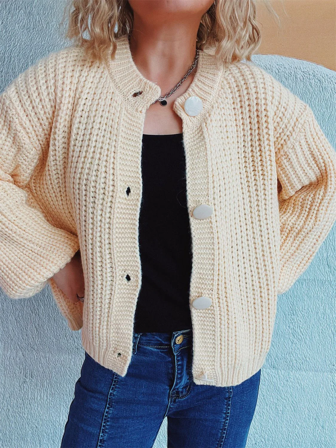 Adelheid | Long sleeve cardigan with buttons - Image 8