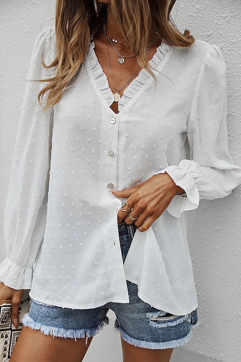 Adelina® | Chic Lace V-Neck Long Sleeve Blouse - Image 2