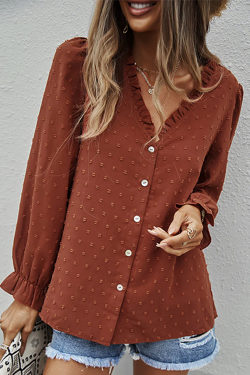 Adelina® | Chic Lace V-Neck Long Sleeve Blouse - Image 3