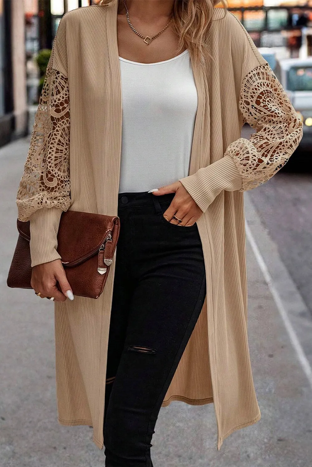 Adina | Open front lantern sleeve lace cover-up - Image 3