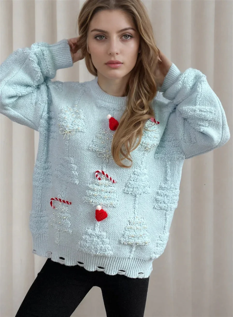 Adina | Soft Christmas sweater with beaded details - Image 4