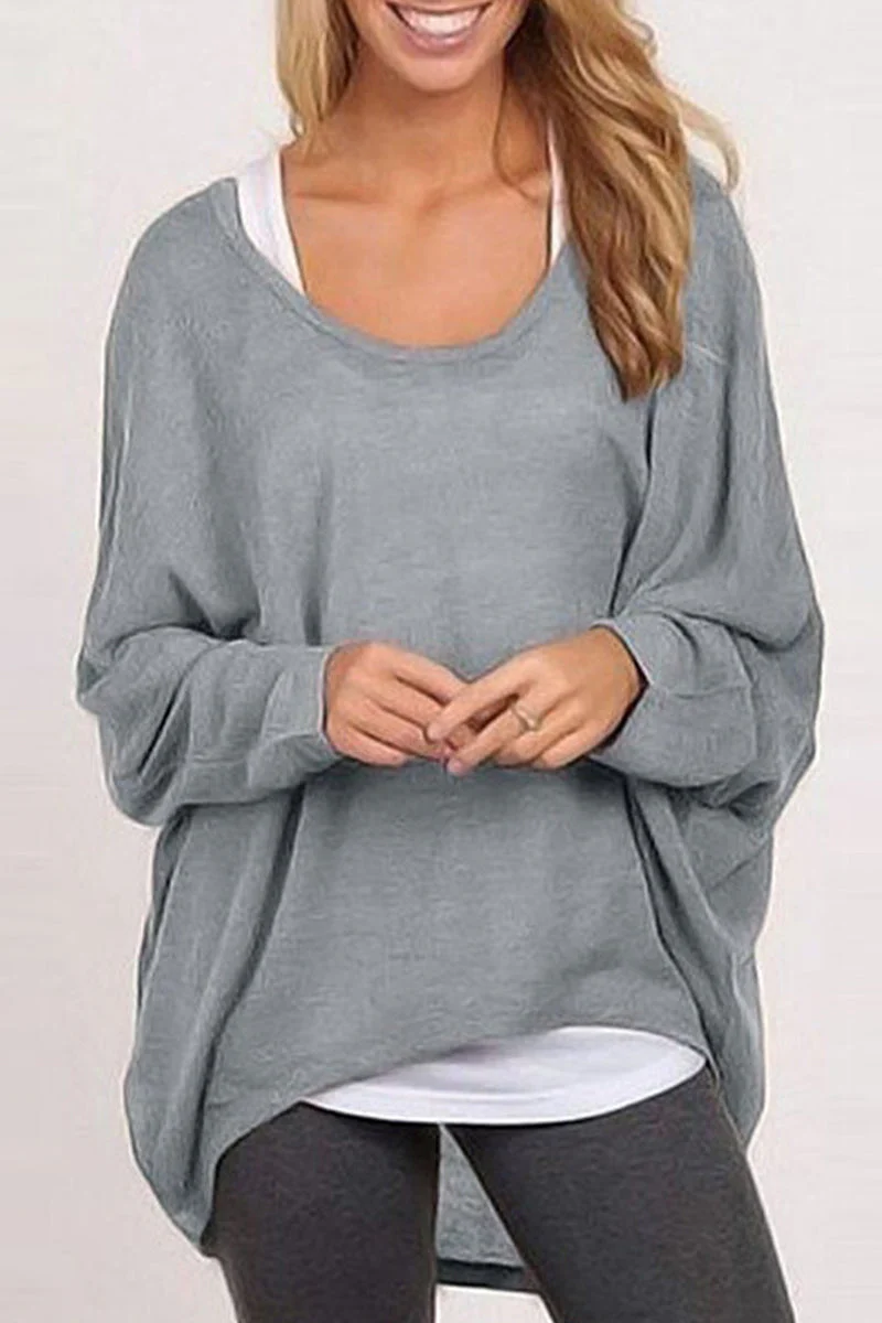 Adriana | Casual solid patchwork O-neck tops - Image 3