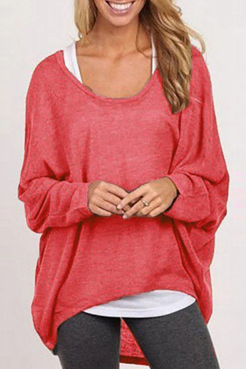 Adriana | Casual solid patchwork O-neck tops - Image 4