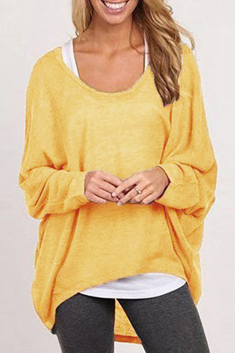 Adriana | Casual solid patchwork O-neck tops - Image 5