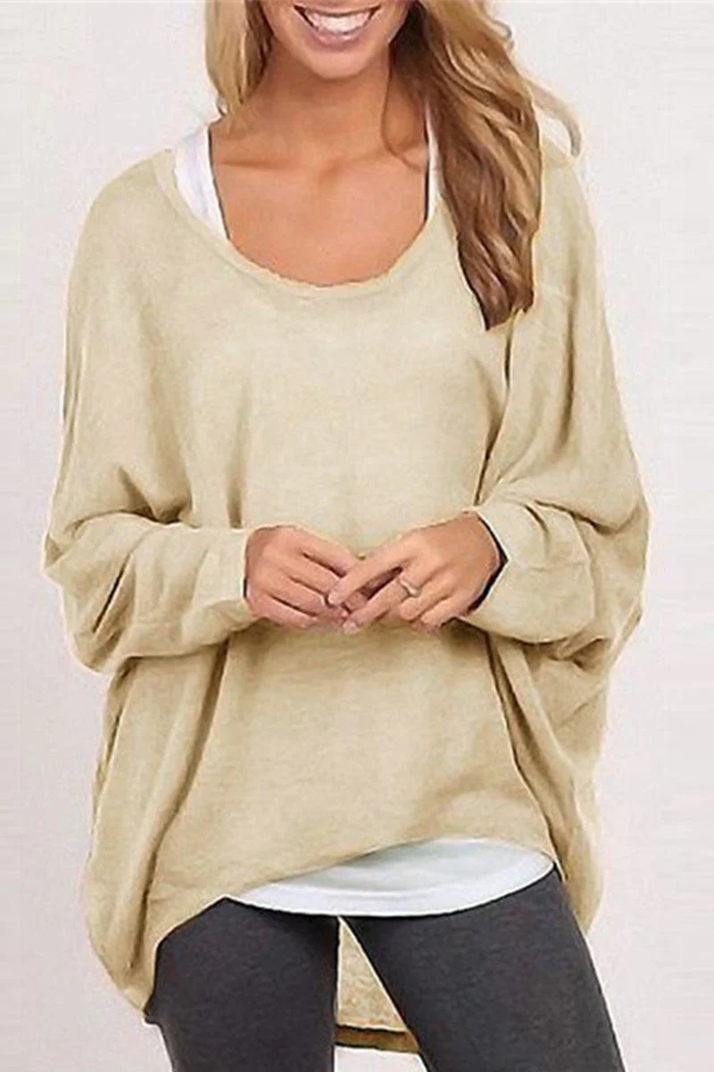 Adriana | Casual solid patchwork O-neck tops - Image 8