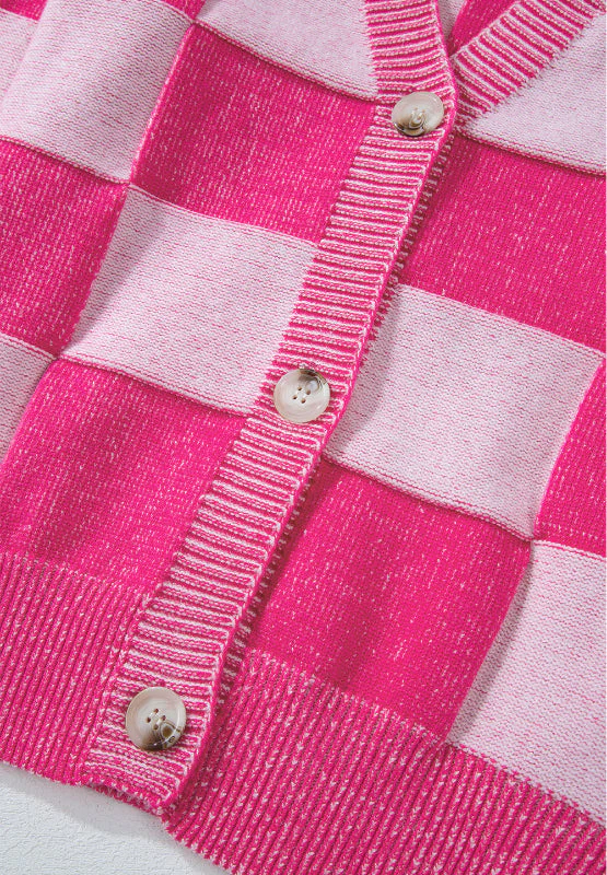 Adriana | Checked long-sleeved cardigan with V-neck - Image 8