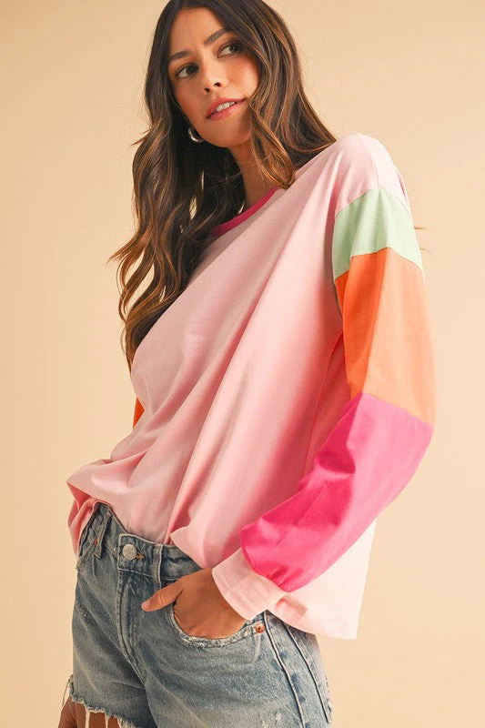 Adriana | Loose fit top with color block sleeves - Image 11