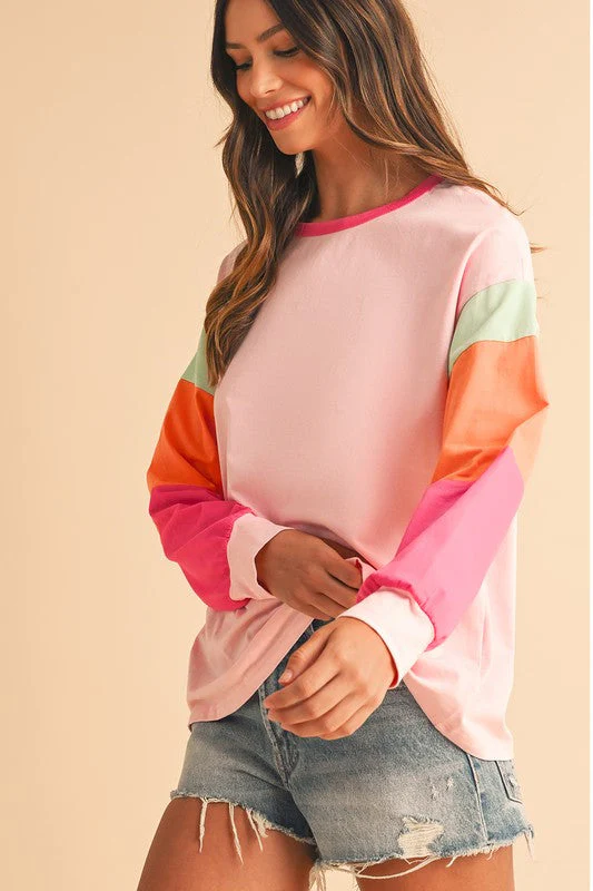 Adriana | Loose fit top with color block sleeves - Image 12
