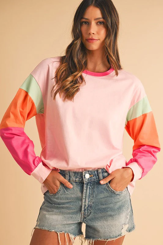 Adriana | Loose fit top with color block sleeves - Image 5
