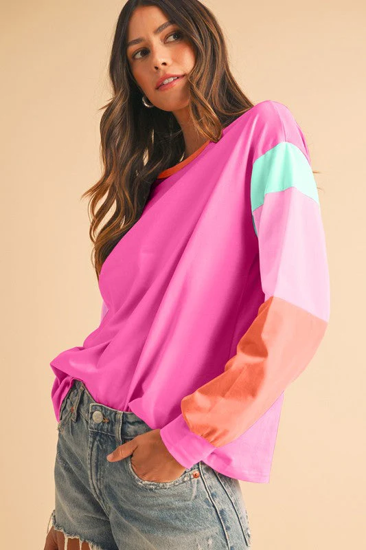 Adriana | Loose fit top with color block sleeves - Image 8