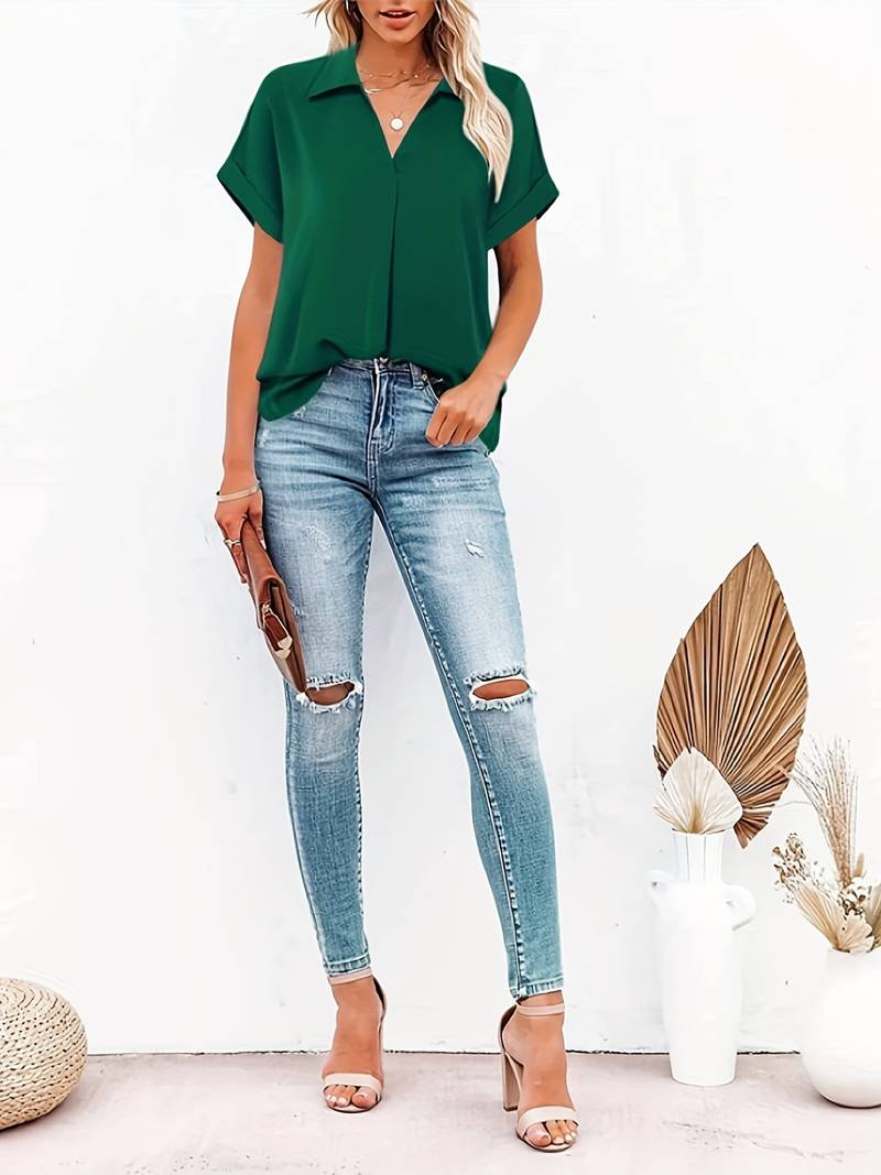 Adriela® | Casual Summer Shirt With Turn-Down Collar For Women - Image 9