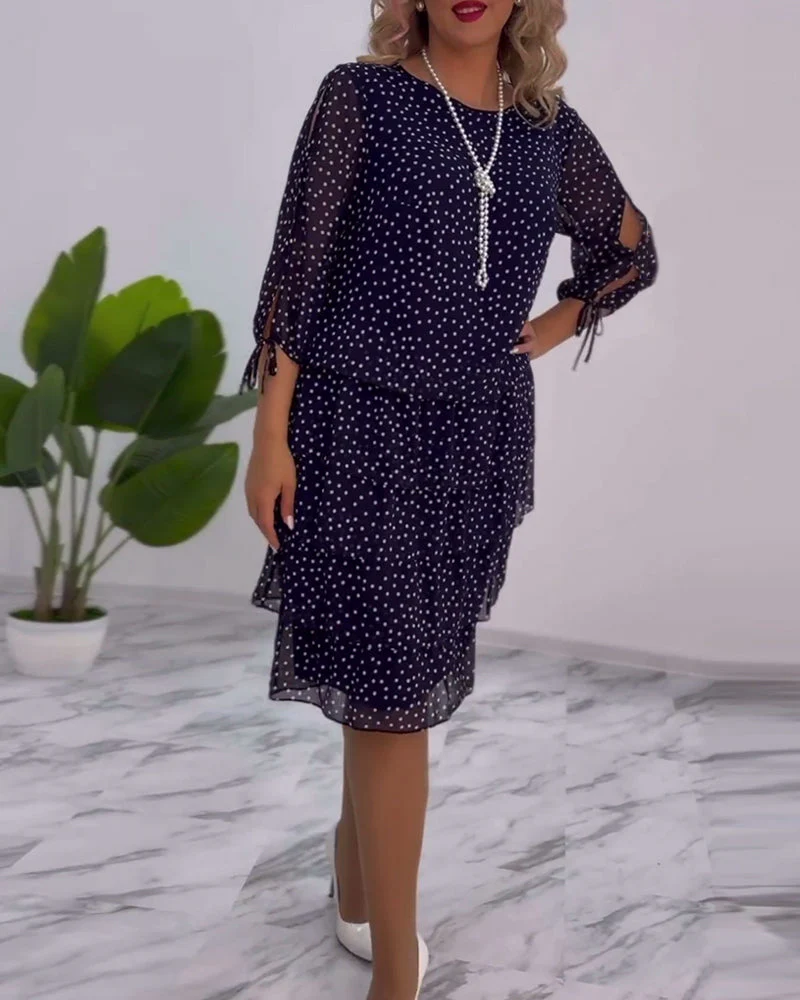 Adriela® | Elegant Polka Dot Layered Dress - Image 3