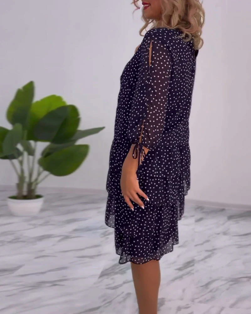 Adriela® | Elegant Polka Dot Layered Dress - Image 5