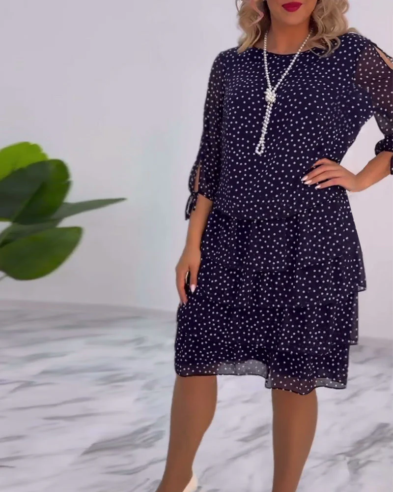 Adriela® | Elegant Polka Dot Layered Dress - Image 7
