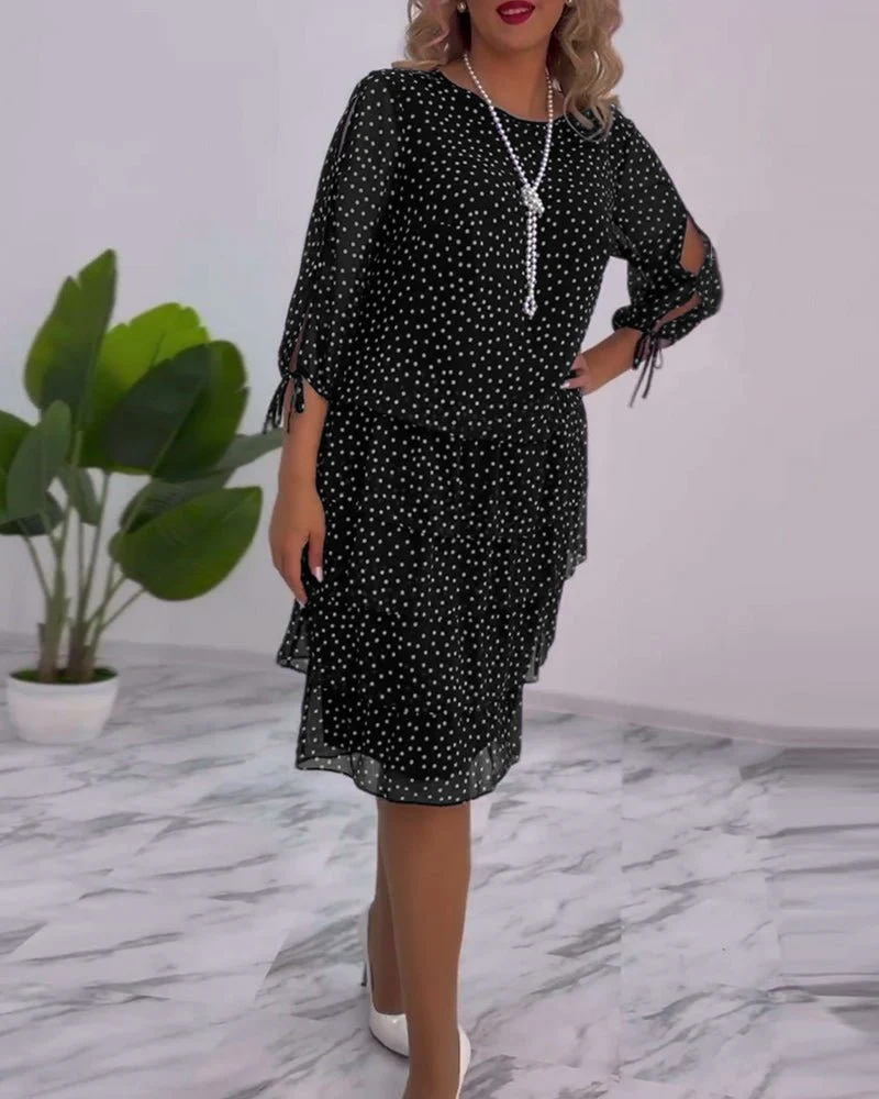 Adriela® | Elegant Polka Dot Layered Dress - Image 9