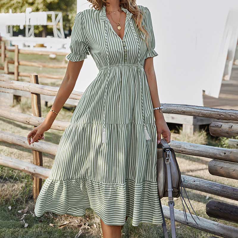 Agata® | Elegant Loose-Fitting Striped Midi Dress - Image 4