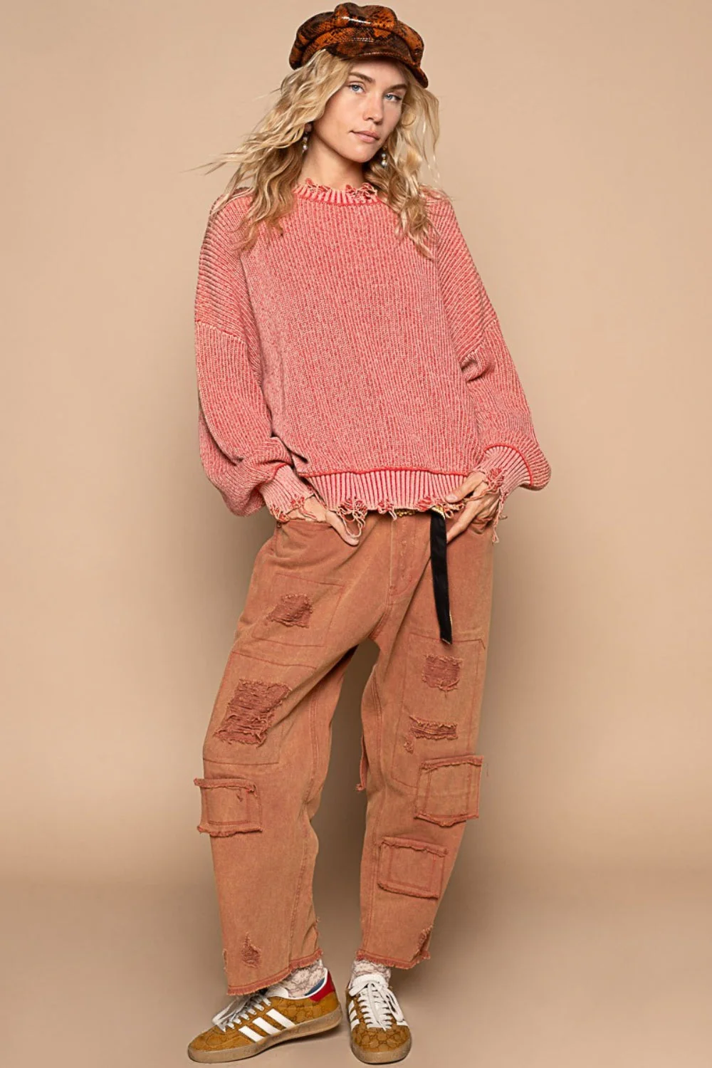 Agnes | Washed used look sweater with dropped shoulders - Image 4