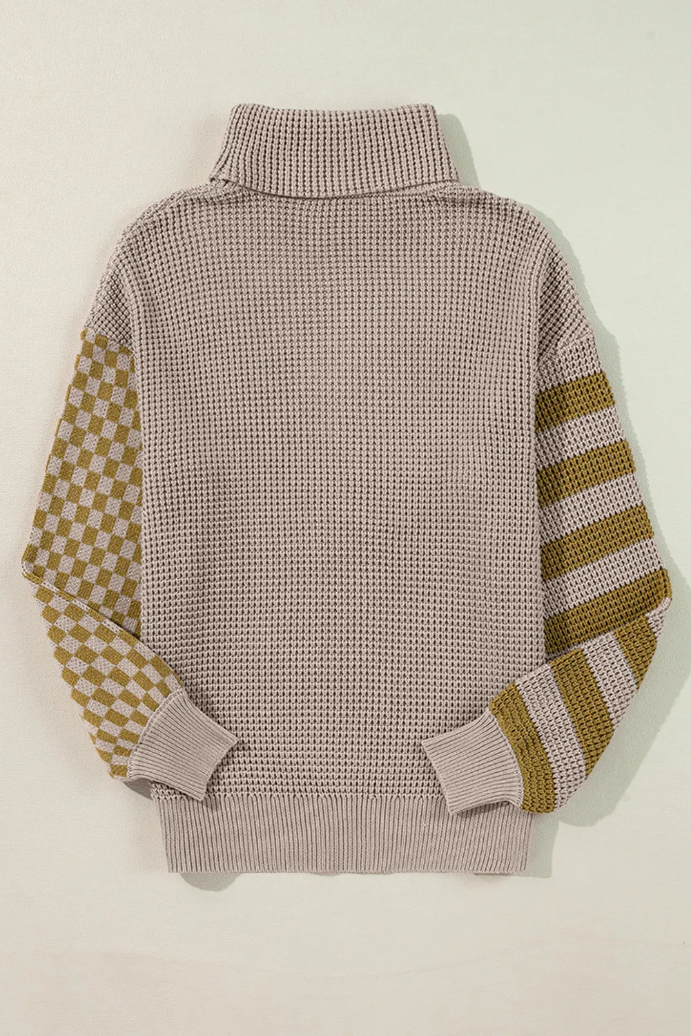 Agnieszka | Checked striped turtleneck sweater with long sleeves - Image 8
