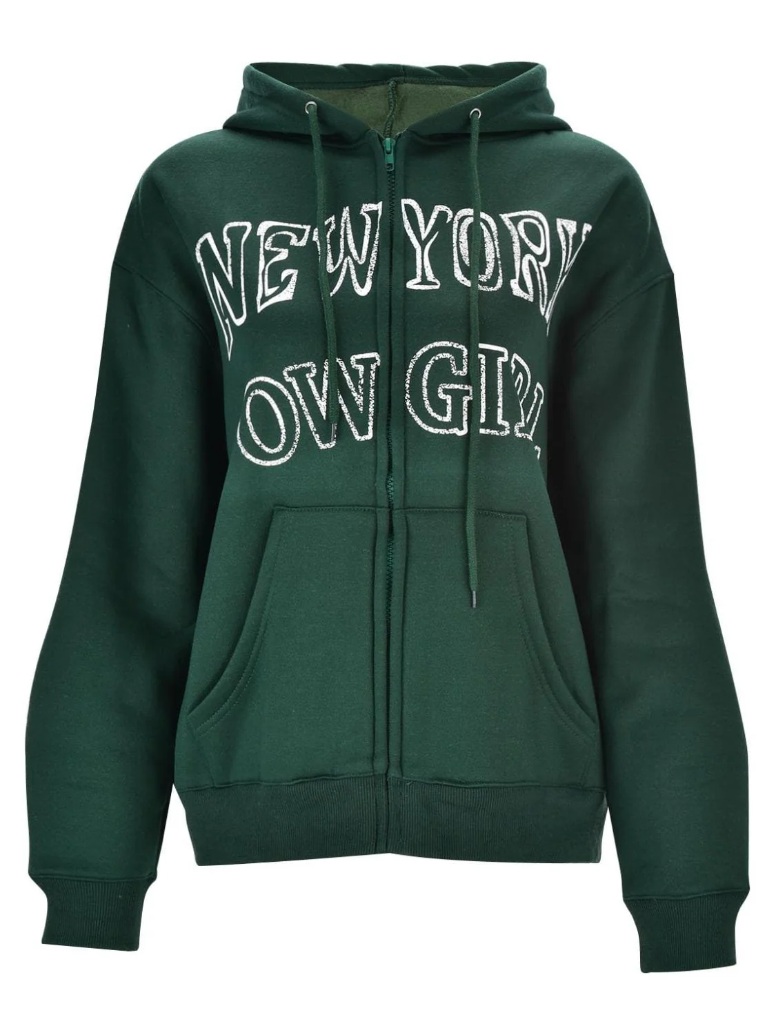Agnieszka | Long sleeve zip-up hoodie with letter graphic - Image 2