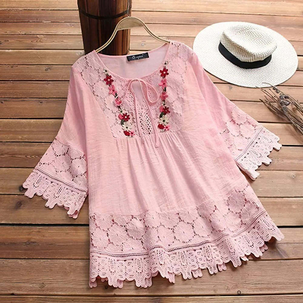 Aixa® | Women'S Lace Accent Top Floral - Image 2