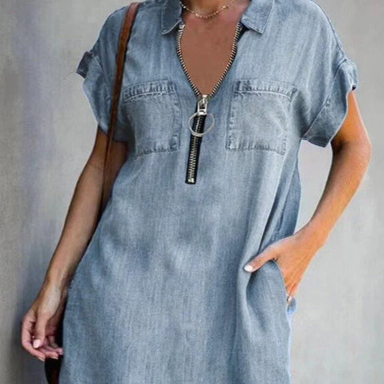 Alba® | Denim Dress With Zipper - Image 3