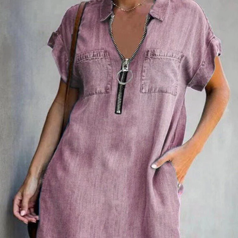 Alba® | Denim Dress With Zipper - Image 5