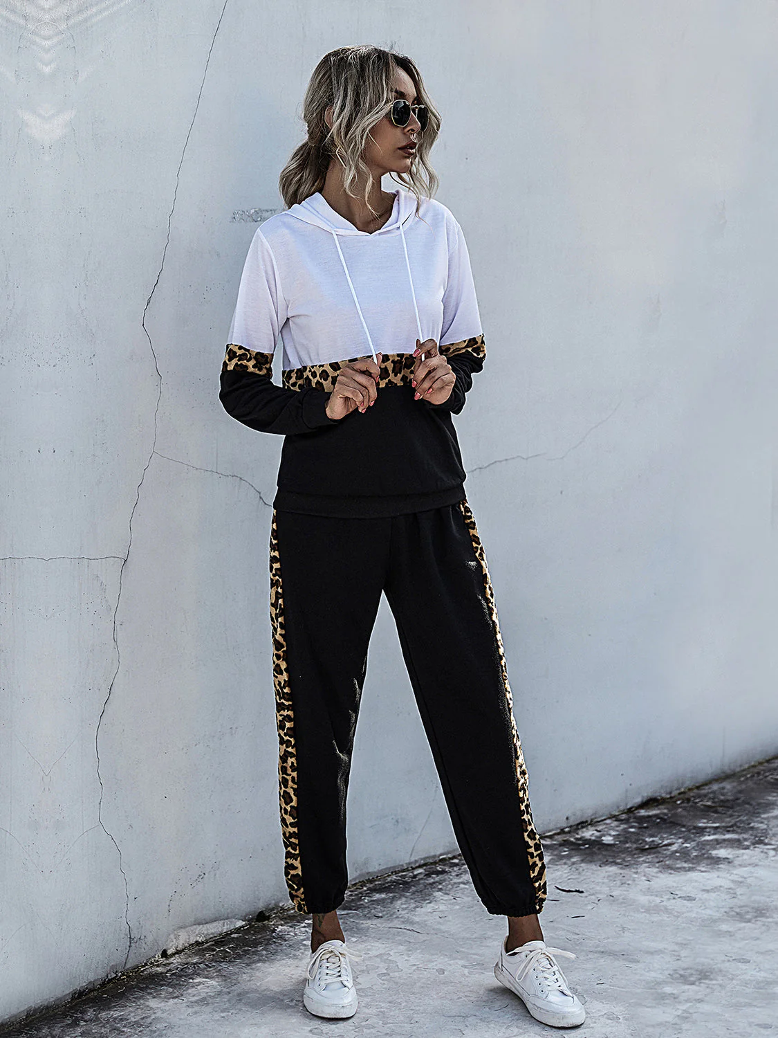 Alba | Perfee contrast long sleeve hooded top and sweatpants set - Image 4