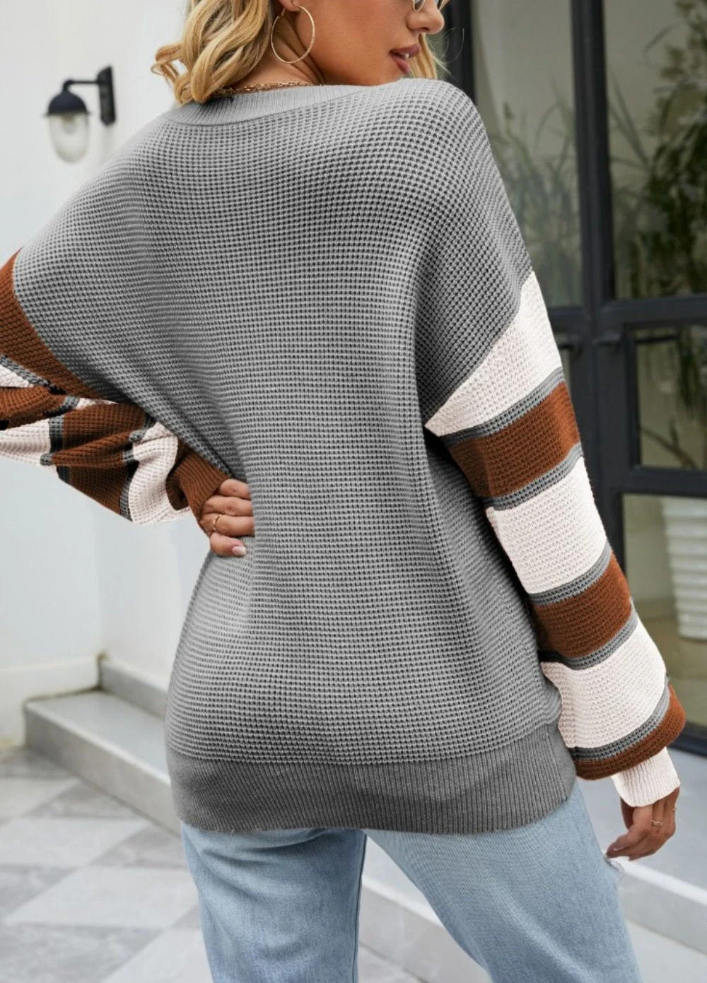 Alba | Women's color block button knit sweater - Image 4