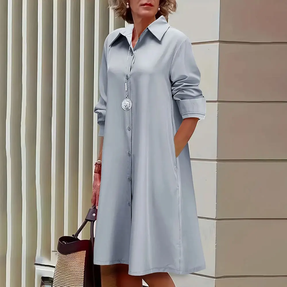 Alba® | Women's midi shirt dress with button placket - Image 11