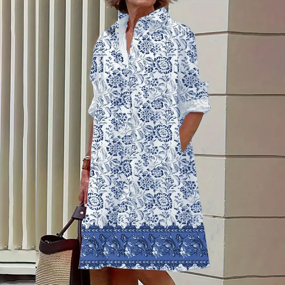 Alba® | Women's midi shirt dress with button placket - Image 5