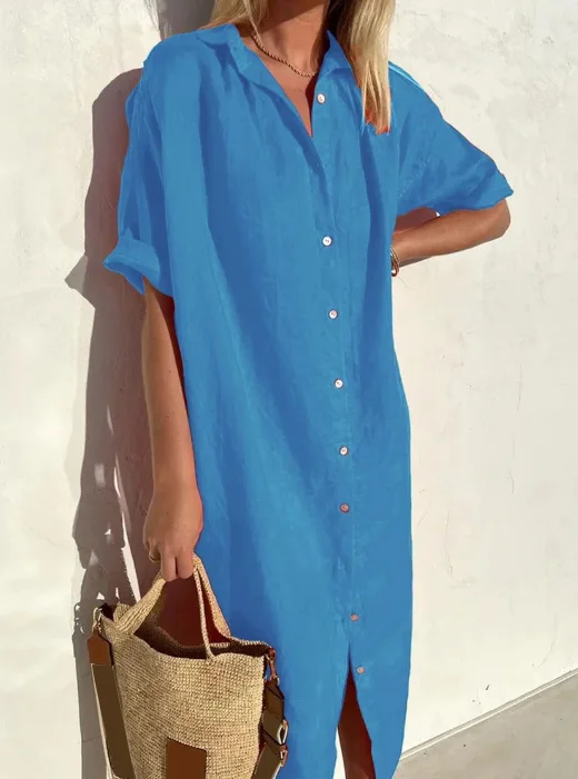 Alberta® | Trendy And Comfortable Linen Shirt Dress - Image 3