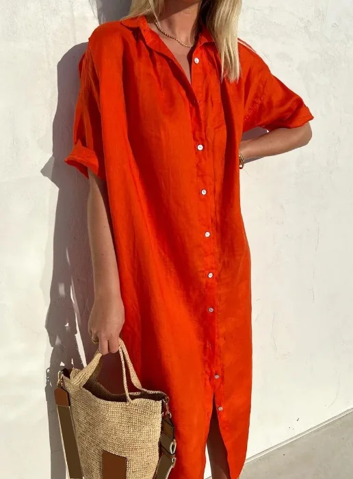 Alberta® | Trendy And Comfortable Linen Shirt Dress - Image 4