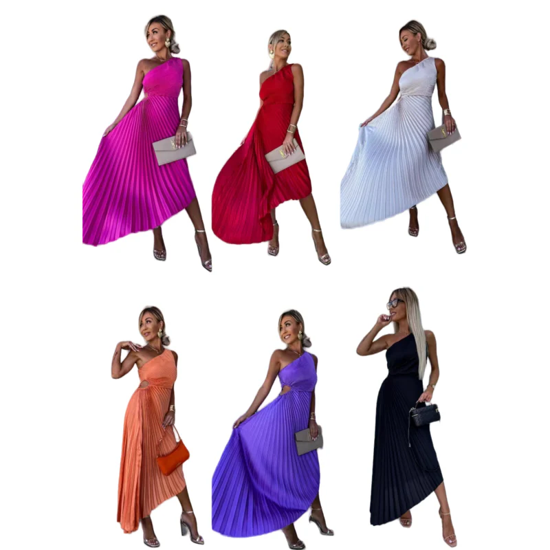 Alejandra® | One-Shoulder Pleated Maxi Dress With Hemstitching - Image 2
