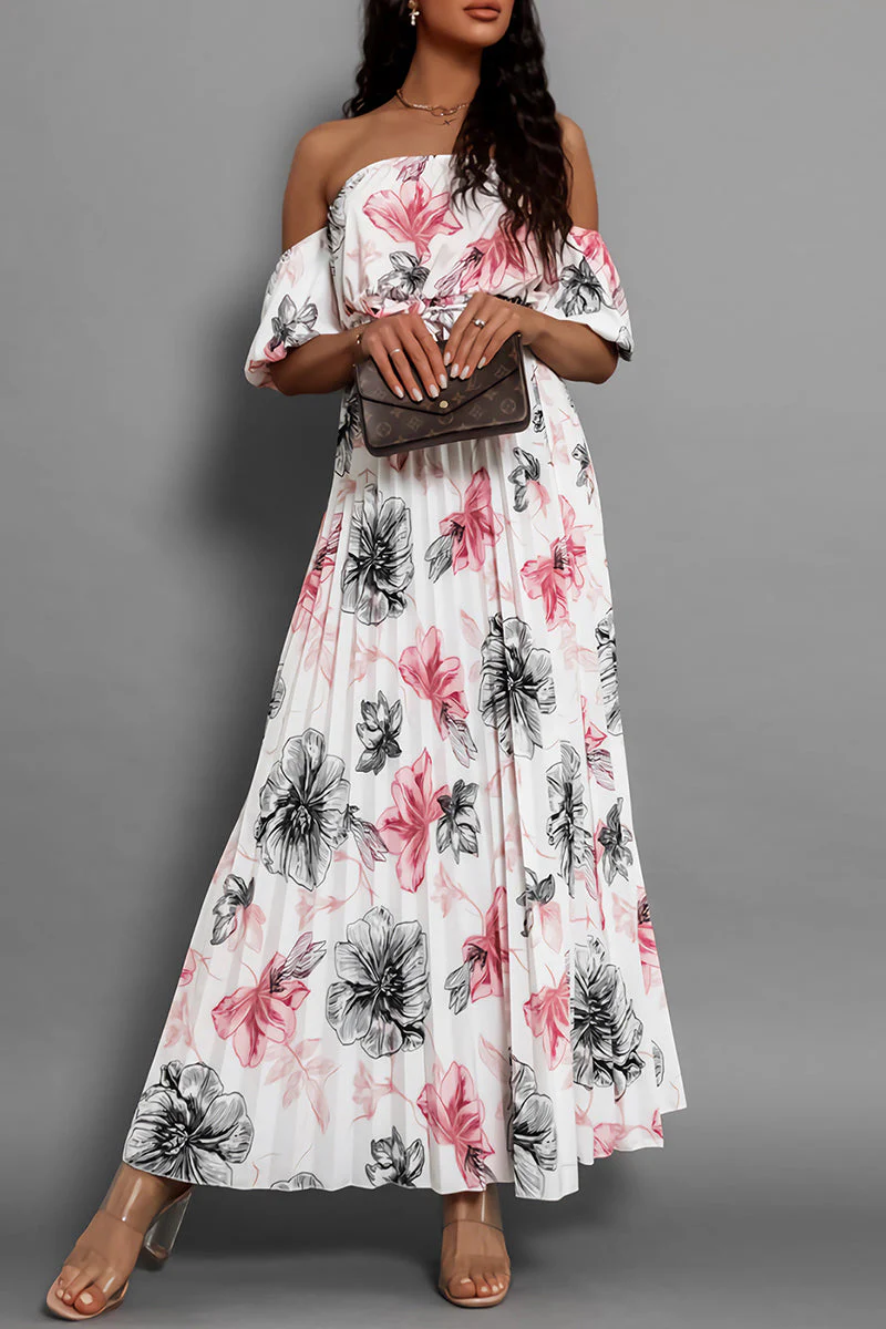 Alessia® | Elegant Off-The-Shoulder Floral Dress With Tie Waist - Image 5