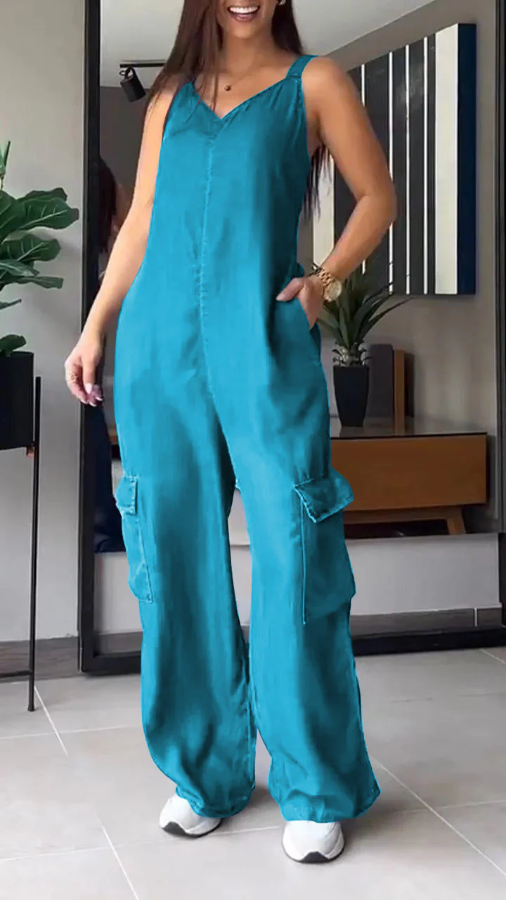Alessia® | Women'S Sleeveless Denim Cargo Jumpsuit - Image 5
