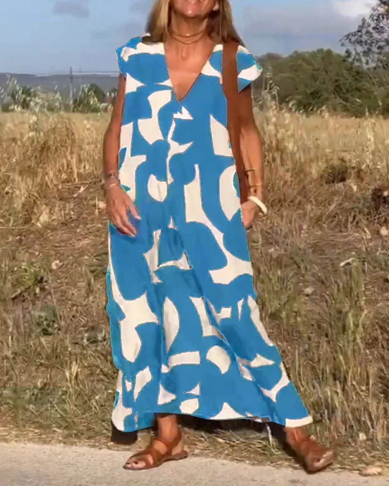 Alhelí® | Elegant V-Neck Print Dress - Image 12