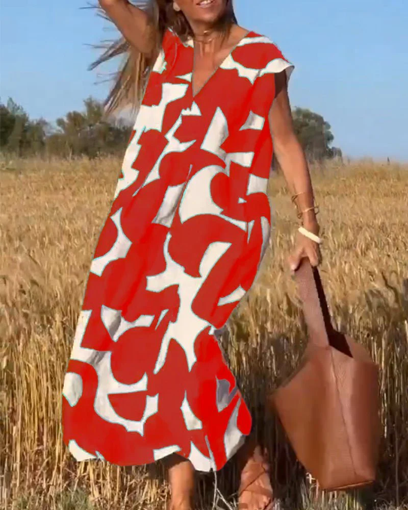 Alhelí® | Elegant V-Neck Print Dress - Image 14