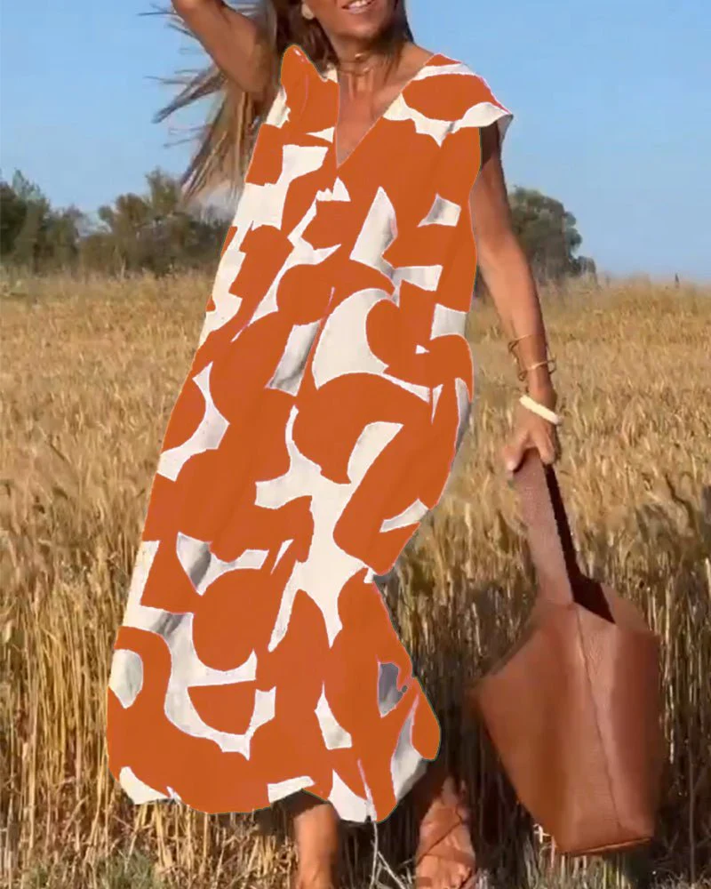 Alhelí® | Elegant V-Neck Print Dress - Image 15