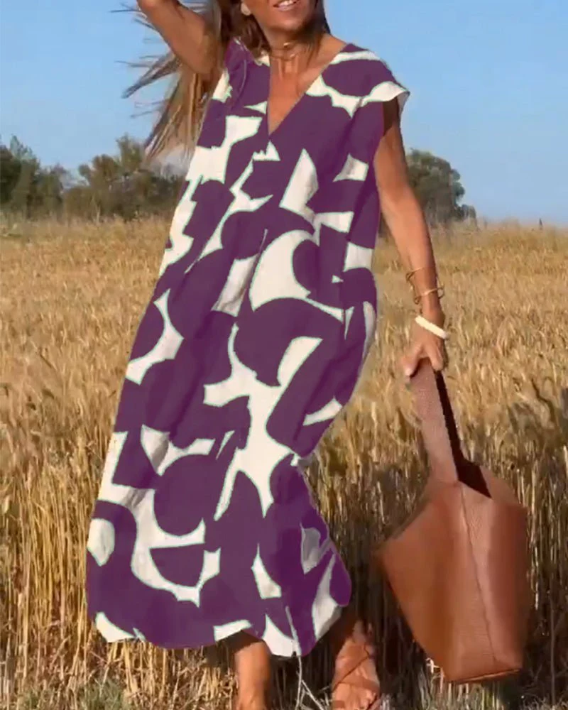 Alhelí® | Elegant V-Neck Print Dress - Image 17