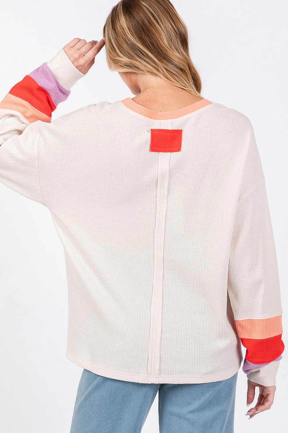 Alice | Color block waffle knit t-shirt - Image 2