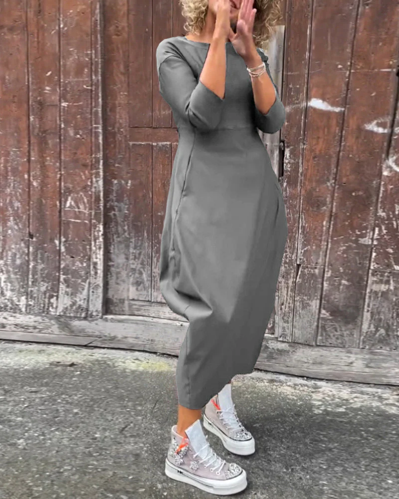 Alice | Elegant, simple Prosta dress with long sleeves and pockets - Image 11