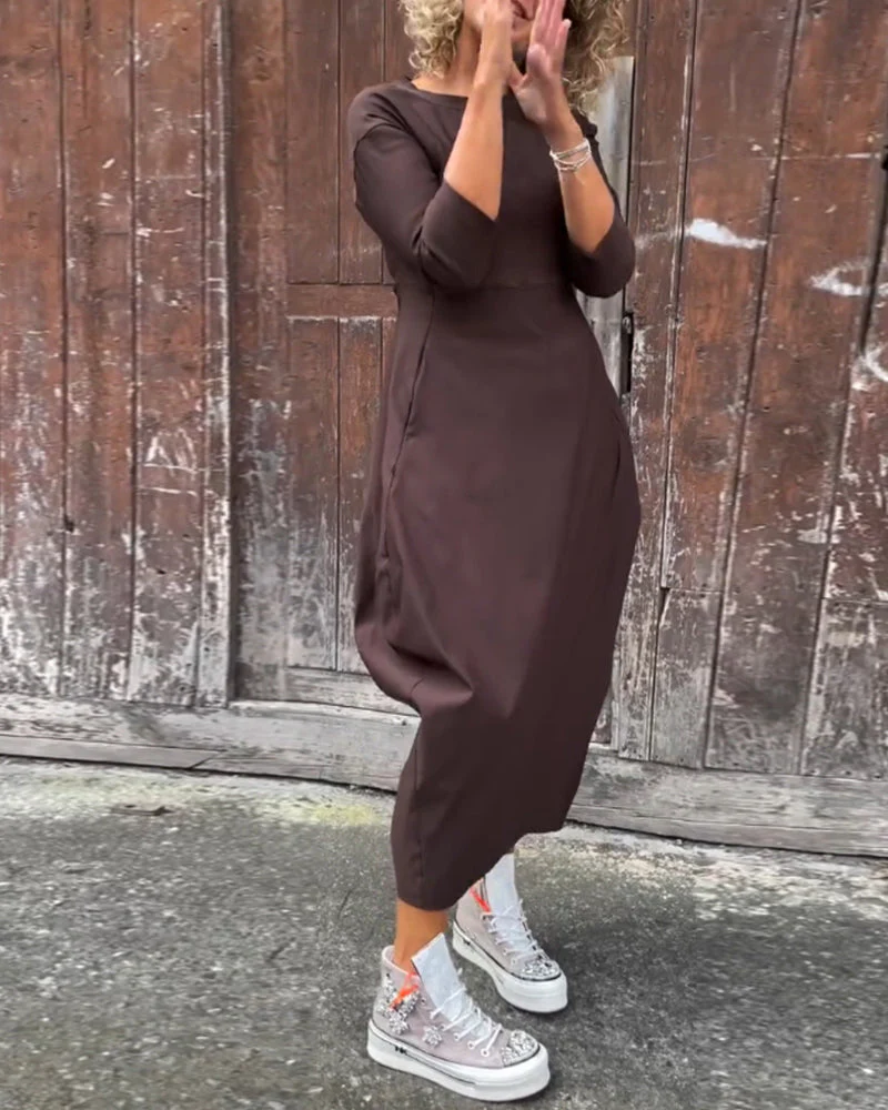 Alice | Elegant, simple Prosta dress with long sleeves and pockets - Image 3