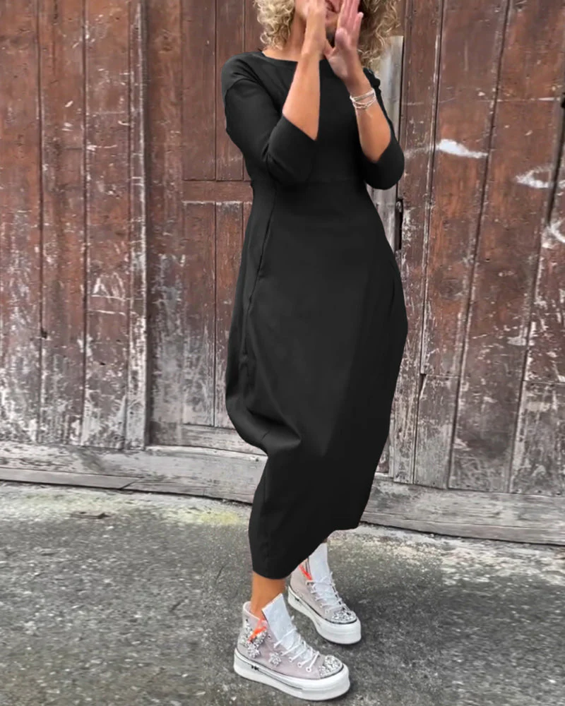 Alice | Elegant, simple Prosta dress with long sleeves and pockets - Image 6