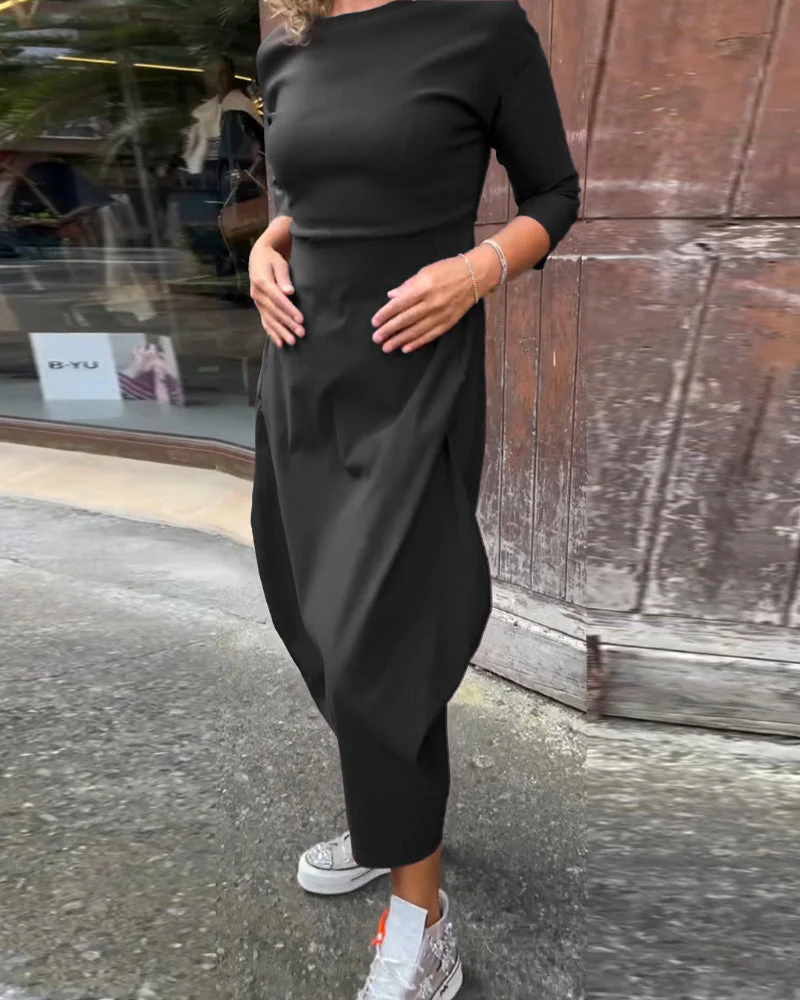Alice | Elegant, simple Prosta dress with long sleeves and pockets - Image 8