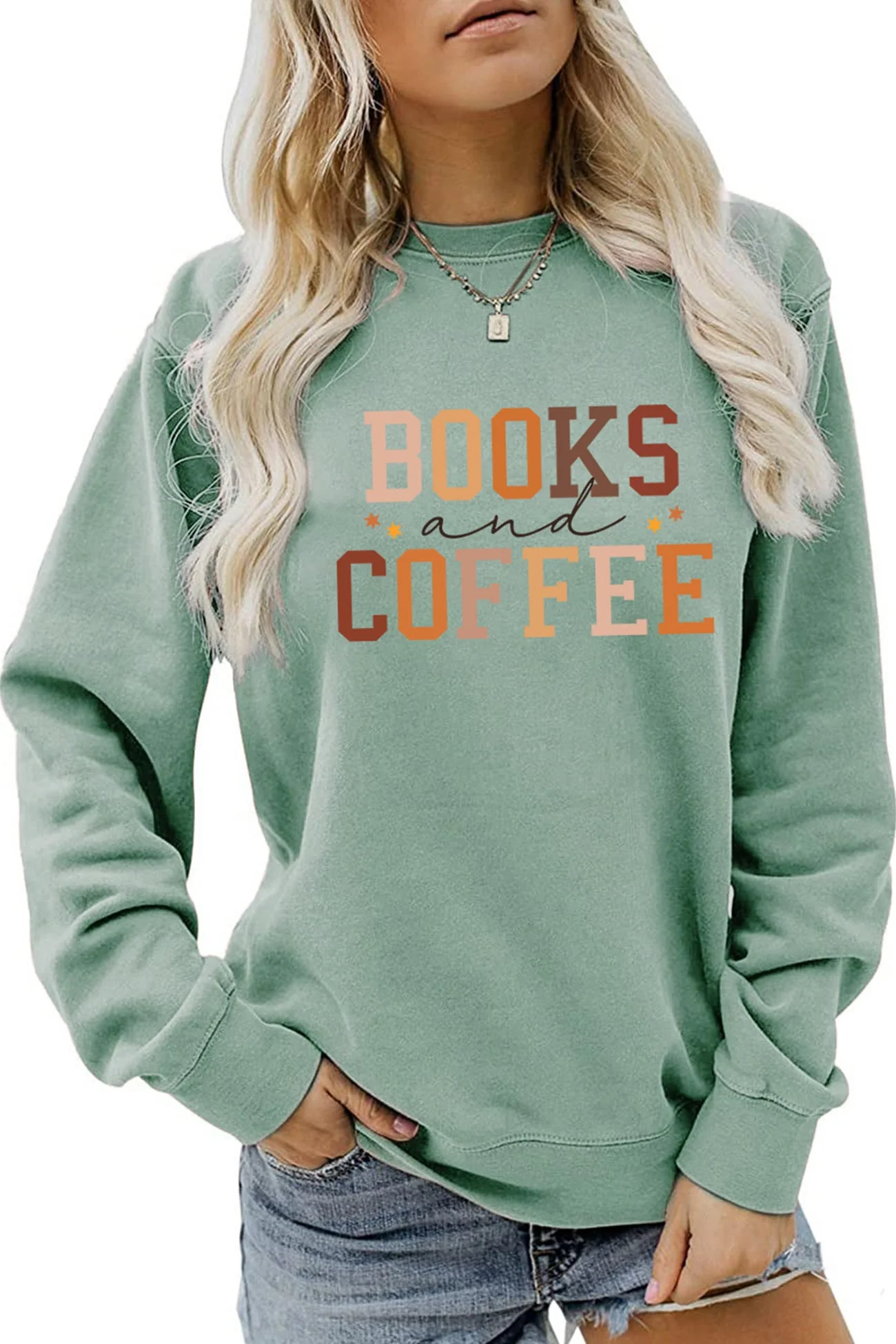 Alicia | Books Coffee Letters Printed Sweatshirts - Image 7