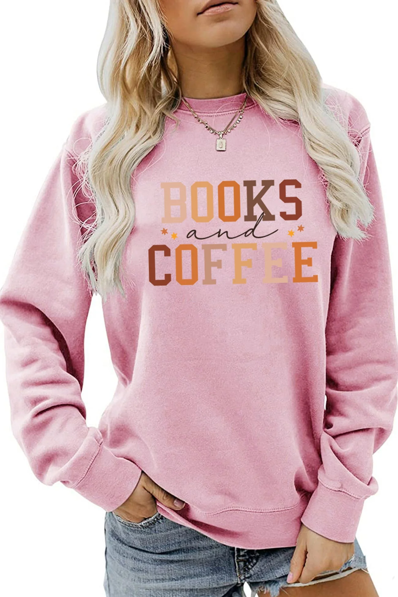 Alicia | Books Coffee Letters Printed Sweatshirts - Image 8