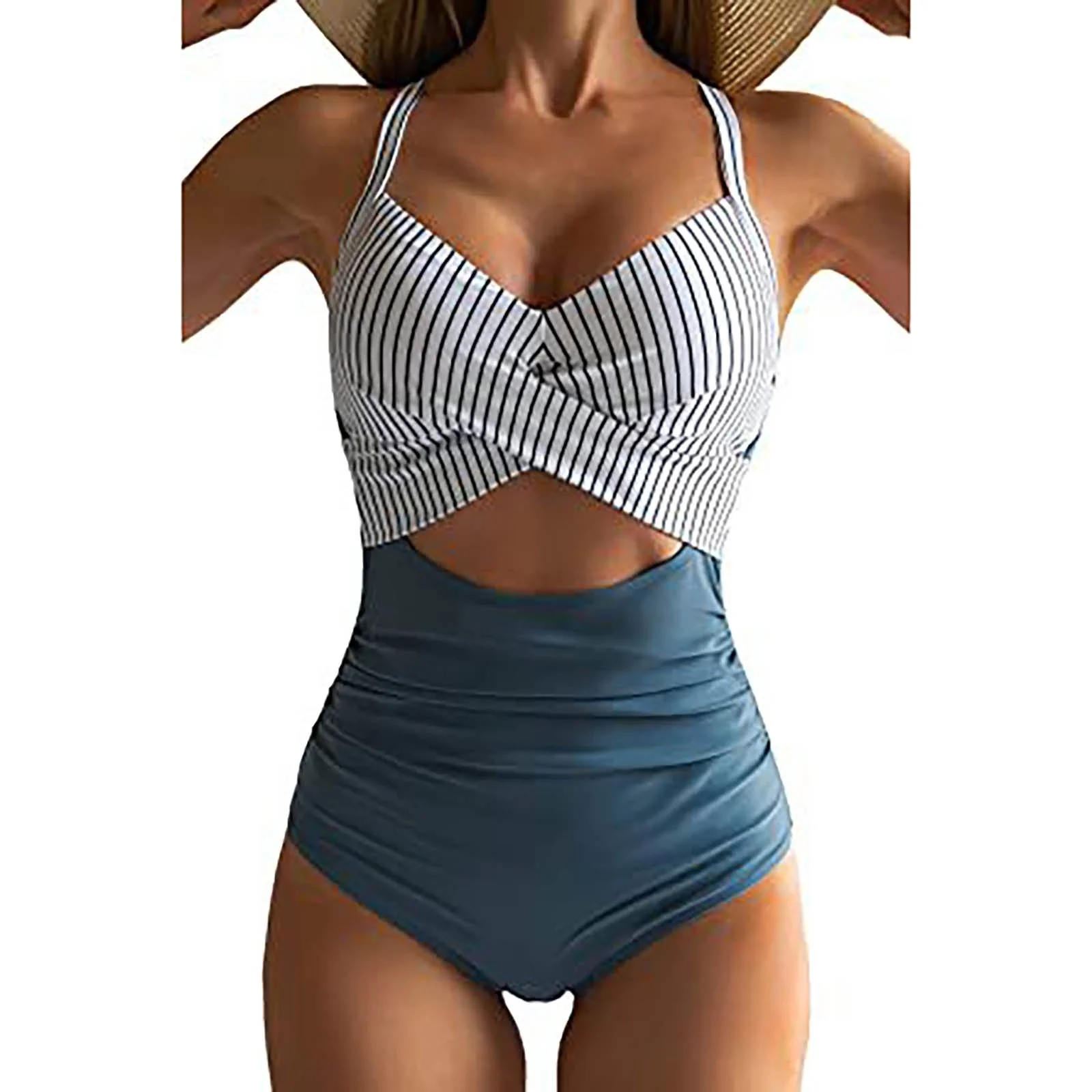 Alicia® | Hollow Cross Halter Padded Contrast Swimsuit - Image 4